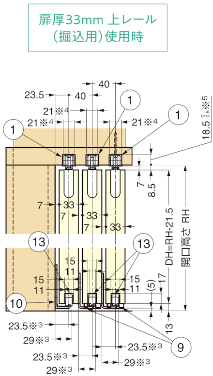 スガツネ工業/ランプ FD30SP 上吊式引戸 3枚連動引戸 デュアル