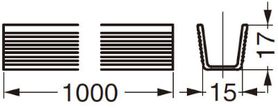 FD30-HBDR1000 連動用扉下埋め込みガイドレール 寸法図