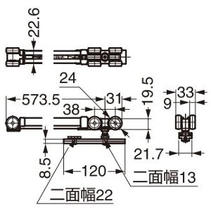 FD80-WRH-DSC デュアルソフトクローザー（堀込用） 寸法図