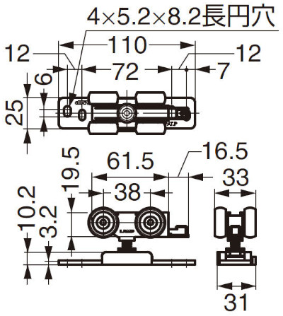 FD80-WRM 面付用上ローラー 寸法図