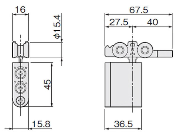 AFD-2950 上部吊り車 寸法図