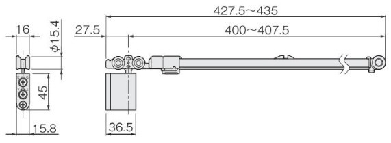 FC-2950-K-H-L ソフトクローズ上部吊り車 寸法図
