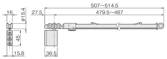 FCX-2950-K-H-L 2wayソフトクローズ上部吊り車 ロングストローク 寸法図