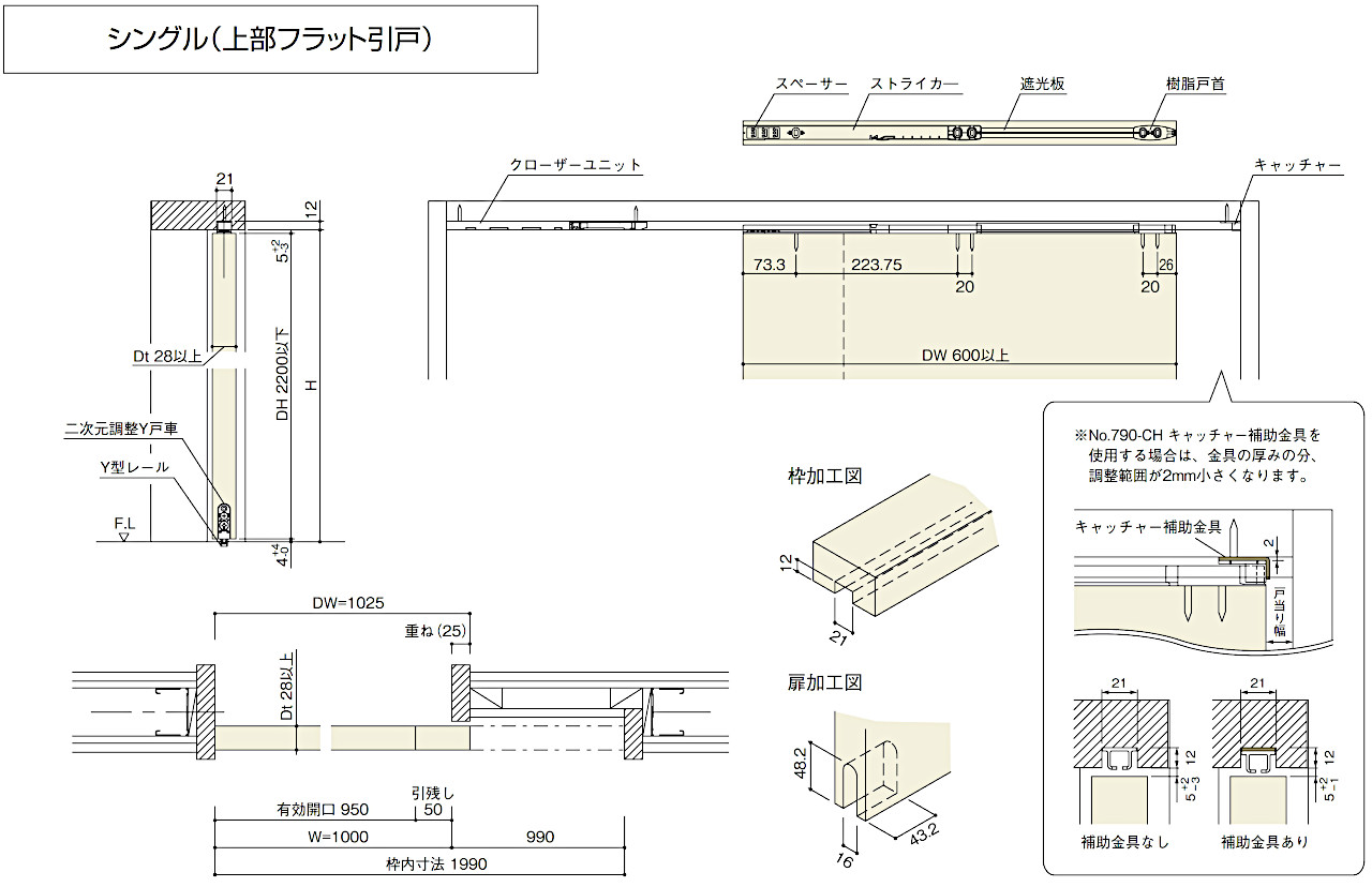 ベストNo.790HW引戸クローザー部品セット部品構成