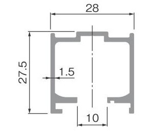 HR-158TB 戸袋用開口側上部レール 寸法図