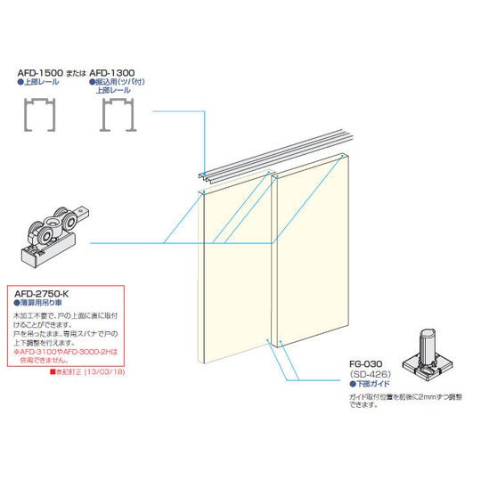 アトム　薄扉用吊り車　AFD-2750-K 部品セット