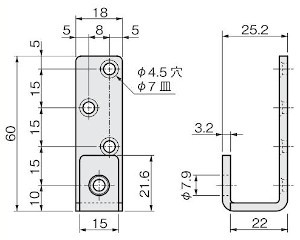 FG-950 下部ガイド壁付けタイプ 寸法図