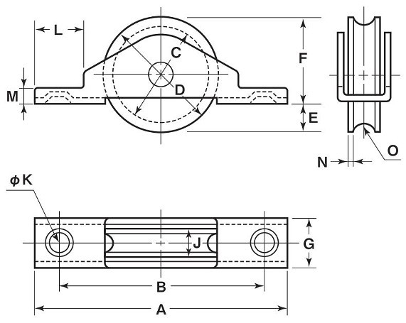 ヨコヅナ DNM “6”ナイロン戸車 丸型 寸法図