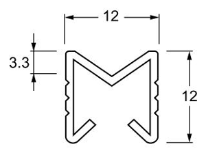 パルフラットレール FRS12 ステンレスV溝レール 12mm×12mm（サイズ：1830mm/2740mm/3660mm）寸法図