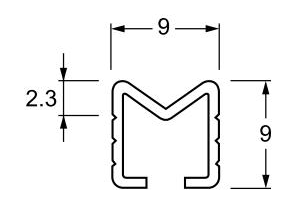 パルフラットレール FRS9 ステンレスV溝レール 9mm×9mm寸法図