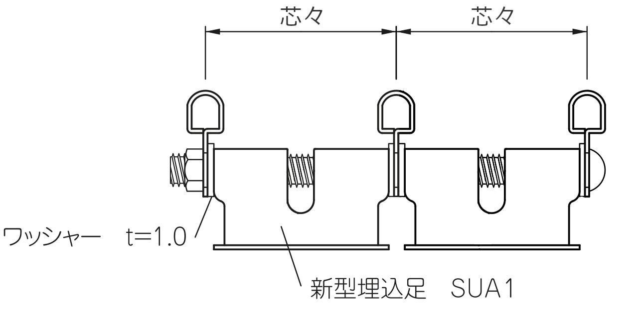 オールステンレス甲丸プラントレール足付 埋込施工例