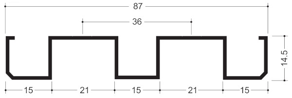 アルミ鴨居レール上レール ブロンズ 寸法図