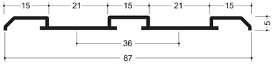 イーグル アルミ鴨居レール 下レール ダブルP-36 5分×7分溝寸法図