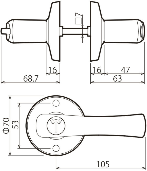 TKレバー 表示錠 寸法図