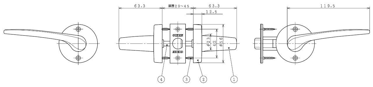 JL-20-1M 空錠 丸座 JLシリーズ 寸法図
