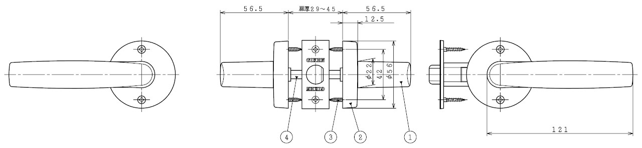 JL-24-1M 空錠 丸座 JLシリーズ 寸法図