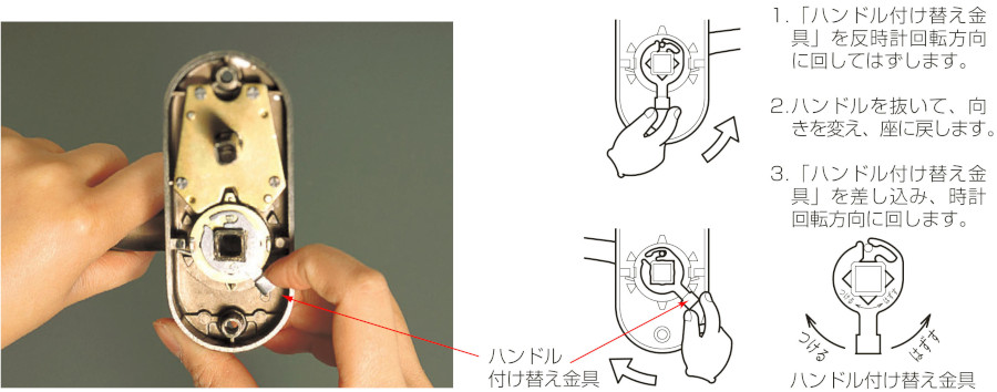 JL-24-3K 内締錠 小判座 JLシリーズ ハンドルの向きを変える方法