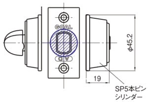S-AD-5 チューブラー本締錠 ADシリーズ 寸法図
