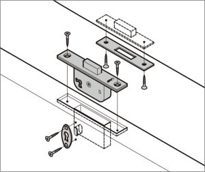 本締り錠 SK-80-D/SKL-80-D 引き出しへの取付例