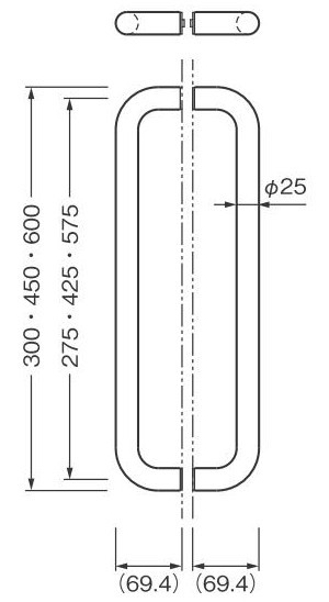 G998 ドアハンドル 寸法図