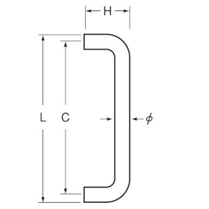 SP-101-R-25 ステンレス プル ハンドル φ25 寸法図