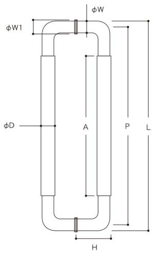 7054 ドアハンドルφ30 寸法図