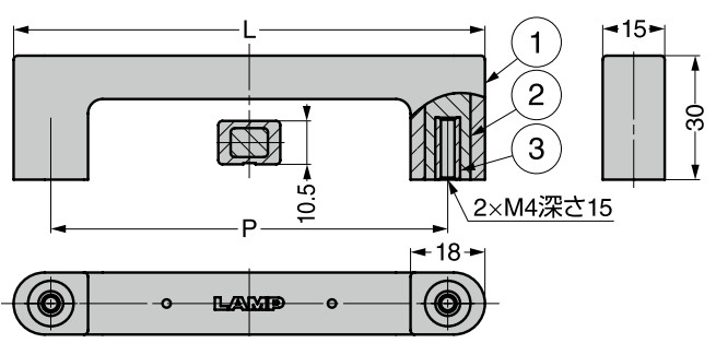 スガツネ工業/ランプ PXB-GR09型 ソフトシリコーンハンドル ゴムレンジャーシリーズ 寸法図