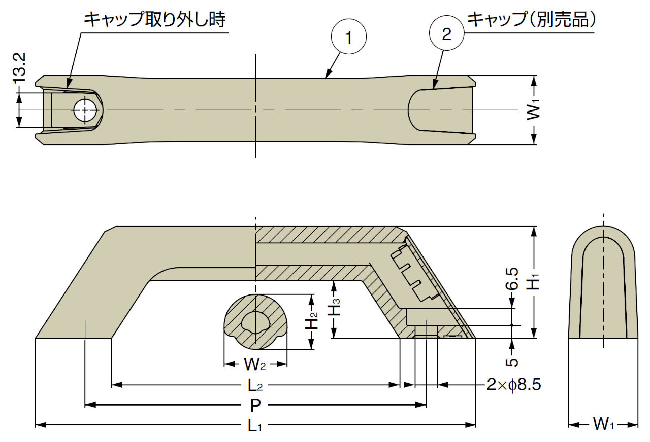 SJH型 ハンドル 寸法図