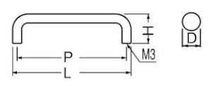 HZ-100B ダイカスト100番丸棒ハンドル 寸法図