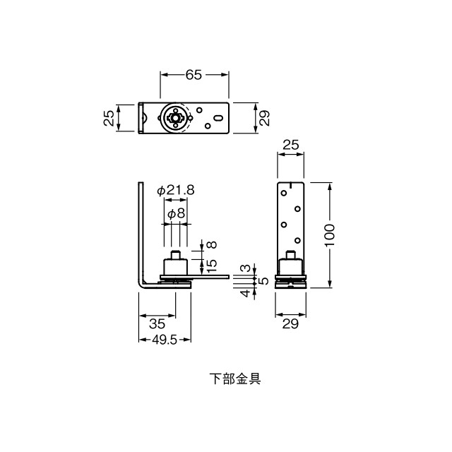 No.1602BC 指はさみ防止タイプ 枠付用 ピボット式寸法図