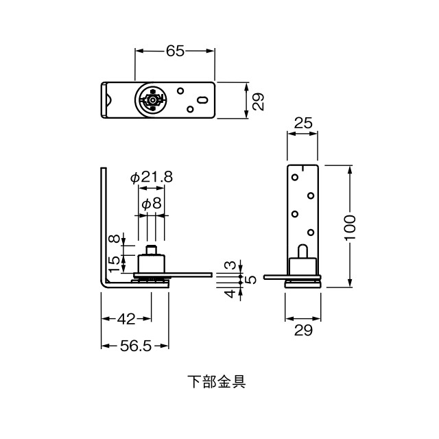 ベスト/BEST No.1602BK グレビティヒンジ 笠木用 ピボット式寸法図