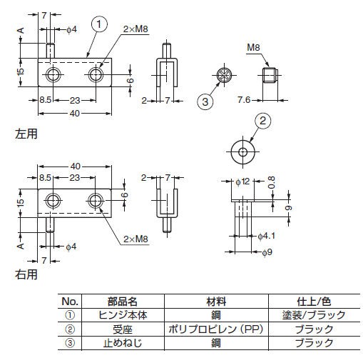 ガラス丁番 GPH