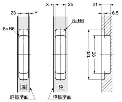 HES3D-120 三次元調整機能付隠し丁番 取付加工図