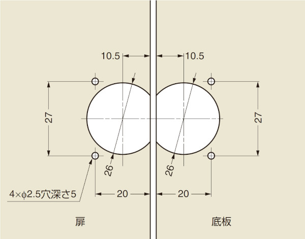 IT4011-500型 ドロップ丁番 取付加工図