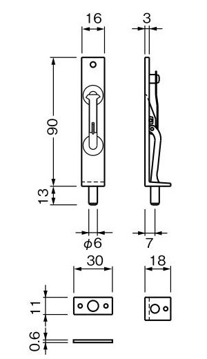 ベスト/BEST No.423 真鍮フランス落とし 90mm（黄銅磨/サテンニッケル）