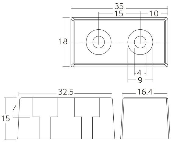 角ゴム戸当 M-710 ビス隠しキャップ付 寸法図