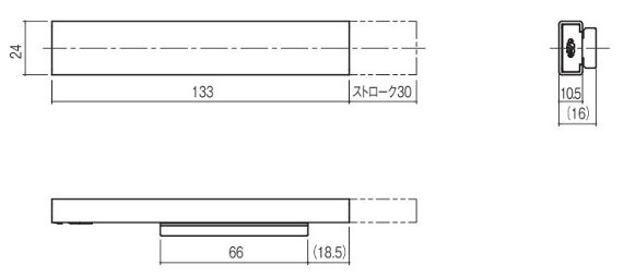 シブタニ LB-410 スライドラッチ 寸法図