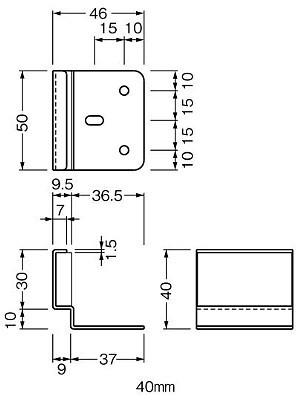 No.627 ステン笠木戸当り 40mm 寸法図