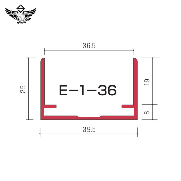 イーグル/浜国 E-1-36 トイレブース（アルミ）壁取付エッジ 36mm用