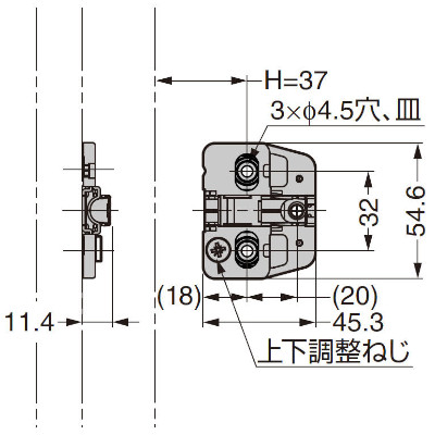 マウンティングプレート 151シリーズ システム32・3つ穴 スタンダード+2mm