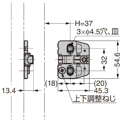 マウンティングプレート 151シリーズ システム32・3つ穴+4mm