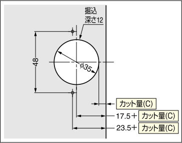 スライド丁番 151 かぶせ量の関係