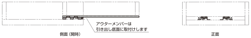 スライドレール C203V 見せない底引きタイプ側面