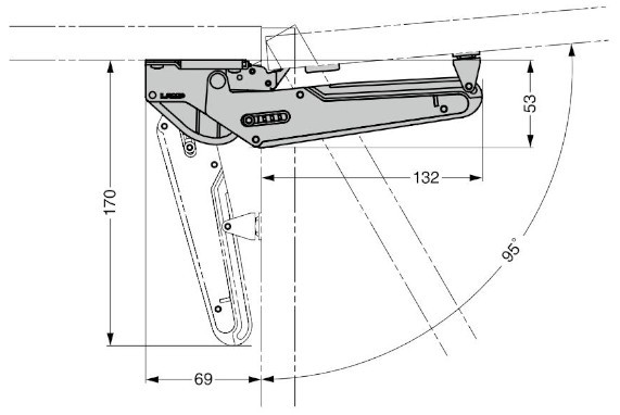 ARN-3型 オリンピアステー AILERON(エルロン) 上開き仕様 寸法図