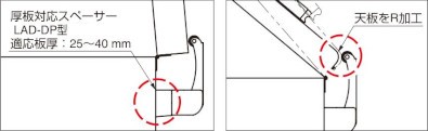 リフトアシストダンパー LAD型 天板板25mmを超える場合の対応方法