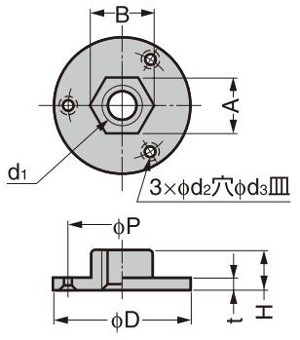 AD-555型 アジャスターベース 寸法図