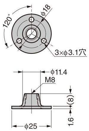 アジャスターベース AP5-M8 寸法図