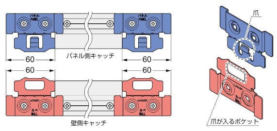 AUH-C70 キャッチ金具 AUH型との取付参考図