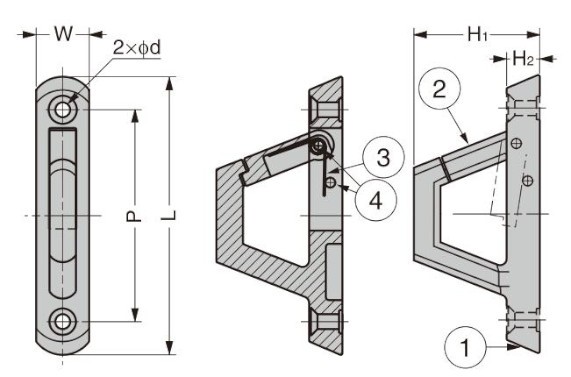 EN-K型 ステンレス鋼製ナス環フック 寸法図