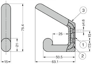 PXB-GR05-211型 フック ゴムレンジャーシリーズ 寸法図